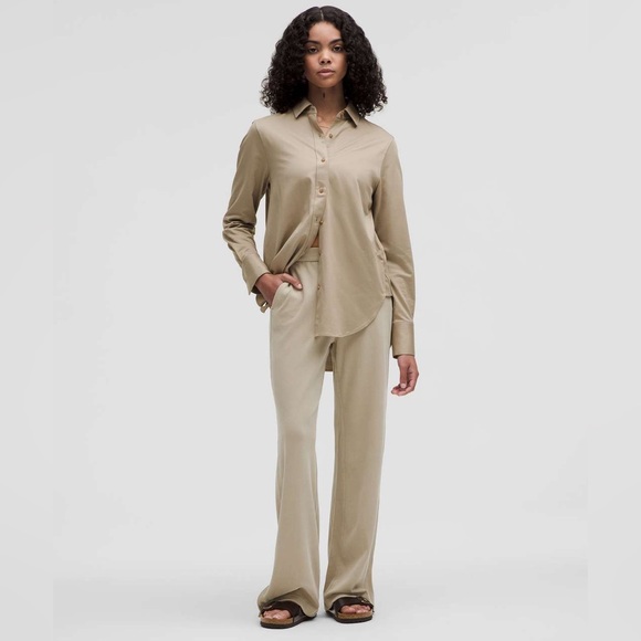 Lululemon Softstreme High-Rise Wide-Leg Pique Pant•Pleat Trouser•Sheer Oak•NWT•L - Picture 4 of 10